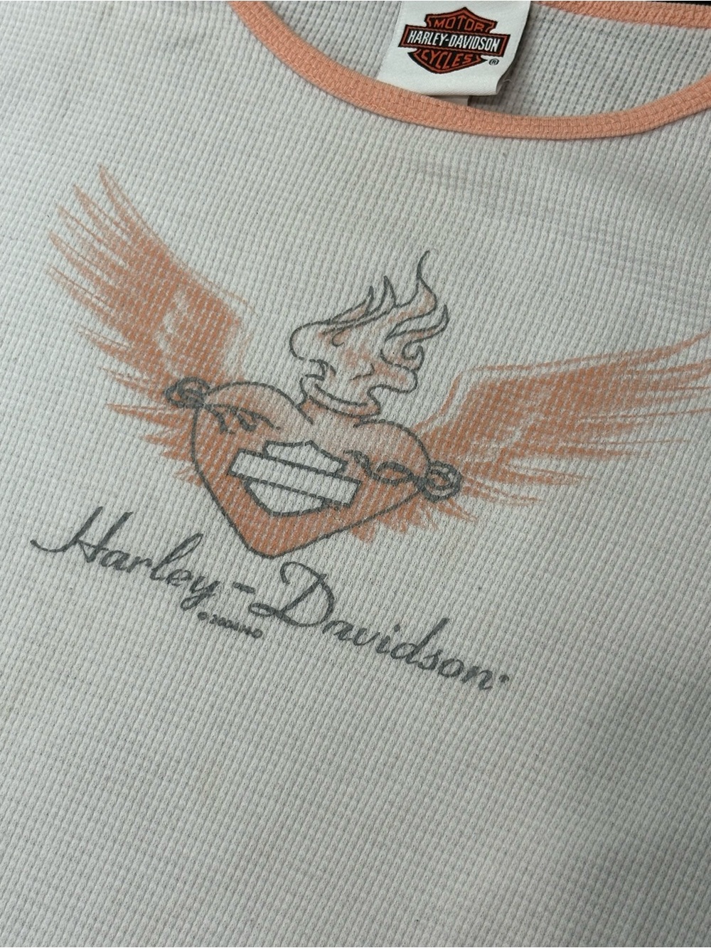 Harley-Davidson Women's M Vintage Long Sleeve Thermal 2004 Winged Heart Sheriff - Picture 4 of 13